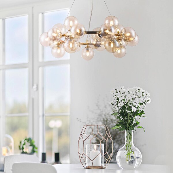 Maytoni Lampa wisząca szklana Dallas, możliwość ściemniania, mosiężny / złoty, salon / jadalnia, szkło, design
