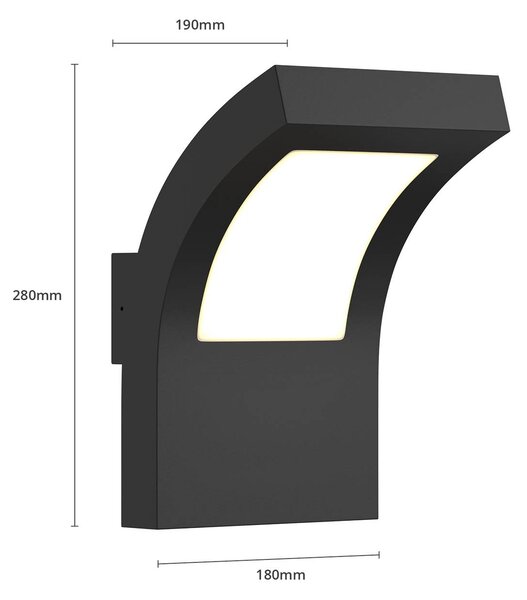 Kinkiet zewnętrzny LED Advik Arcchio, czarny, aluminium, nowoczesny