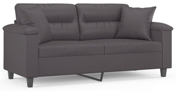 Sofa 2-osobowa z poduszkami, szara, 140 cm, sztuczna skÃ³ra