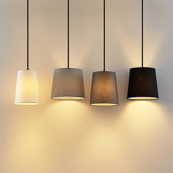 Lampa wisząca Hinai Lindby, możliwość ściemniania, biały / opal, salon / jadalnia, tkanina / materiał / jedwab, skandynawski