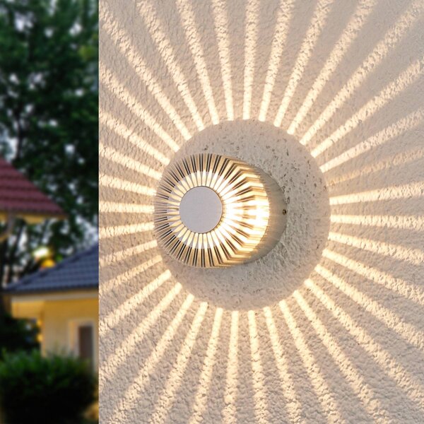 Kinkiet zewnętrzny LED Lennias Lucande, aluminiowy / szary / cynkowy, łazienka, aluminium, nowoczesny