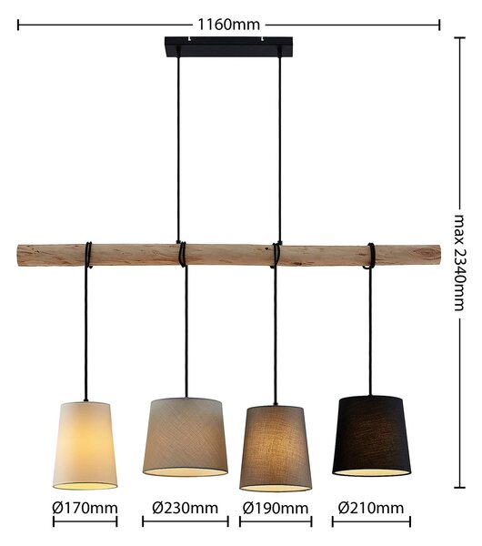 Lampa wisząca Hinai Lindby, możliwość ściemniania, biały / opal, salon / jadalnia, tkanina / materiał / jedwab, skandynawski
