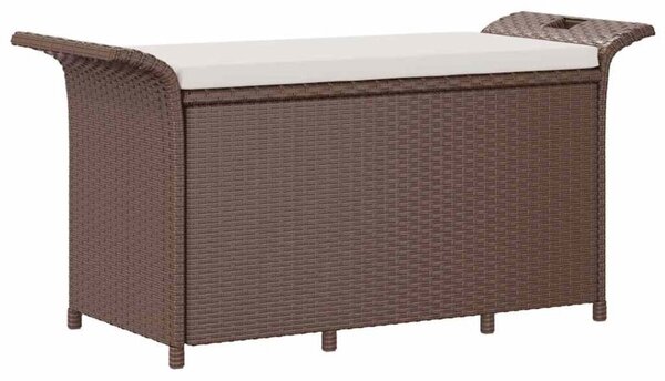 Ławka ogrodowa z poduszką, brązowa, 116x46x57 cm, polirattan