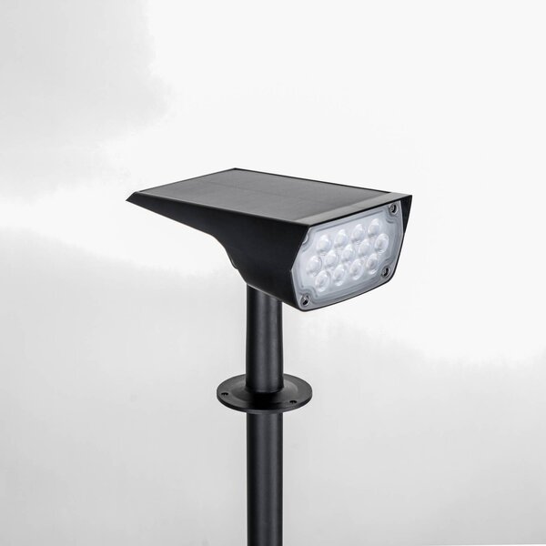 Reflektor solarny LED Helier firmy Prios, 49 cm, czarny, szpikulec do ziemi PRIOS, czarny, tworzywo sztuczne, nowoczesny