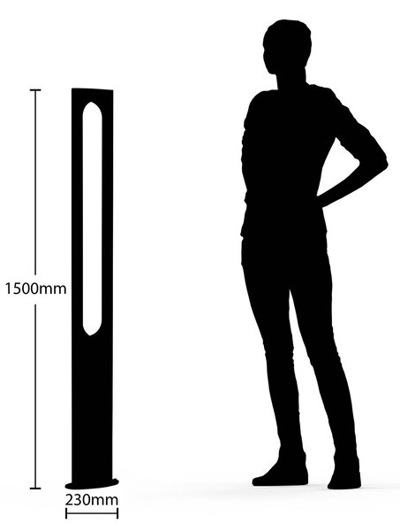 Lucande Dovino latarnia ogrodowa LED, 150 cm, czarny, aluminium, nowoczesny