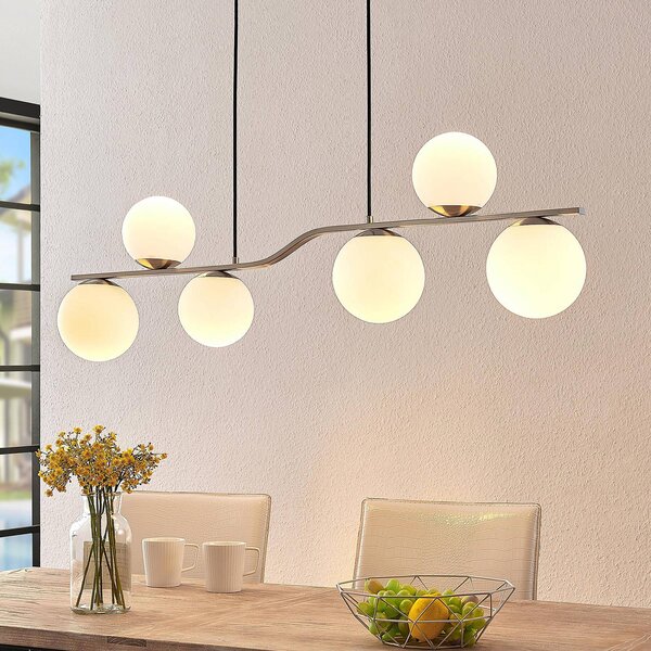 Lampa wisząca Avalyn Lindby, możliwość ściemniania, aluminiowy / szary / cynkowy, salon / jadalnia, szkło, nowoczesny