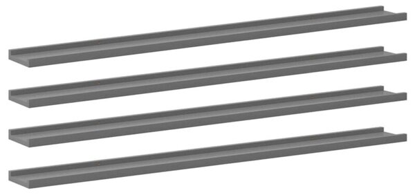 Półki ścienne, 4 szt., szare, 115x9x3 cm