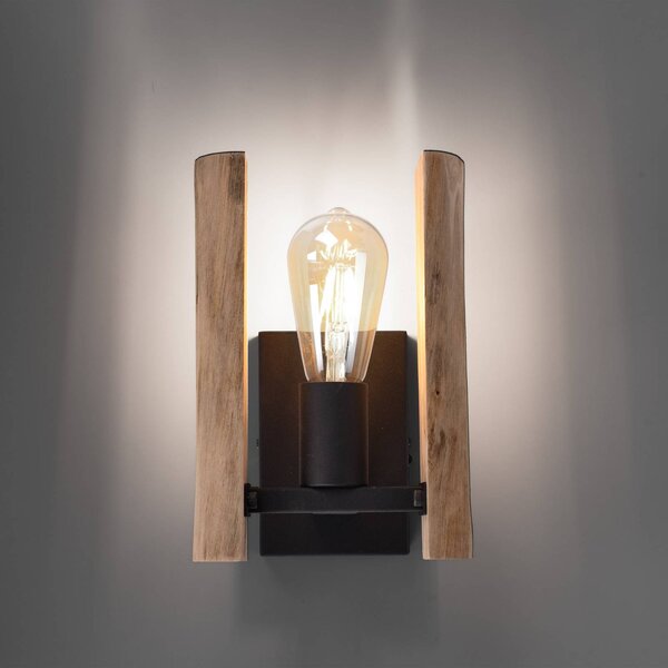 JUST LIGHT. GmbH Kinkiet Log, możliwość ściemniania, jasne drewno, salon / jadalnia, aluminium, dworkowy / rustykalny