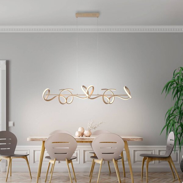 JUST LIGHT. GmbH Lampa wisząca Curls, możliwość ściemniania, brązowy / mosiężny, salon / jadalnia, aluminium, nowoczesny