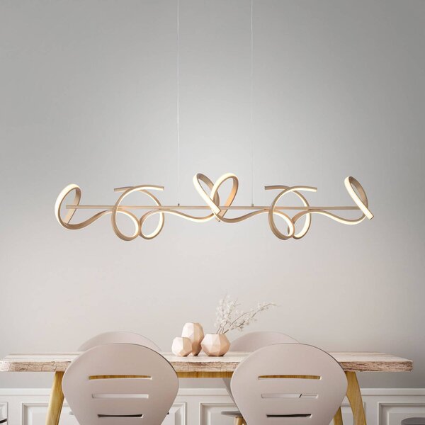 JUST LIGHT. GmbH Lampa wisząca Curls, możliwość ściemniania, brązowy / mosiężny, salon / jadalnia, aluminium, nowoczesny