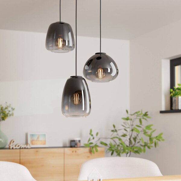 EGLO Lampa wisząca szklana Aguilares, możliwość ściemniania, aluminiowy / szary / cynkowy, salon / jadalnia, szkło, nowoczesny