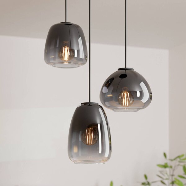 EGLO Lampa wisząca szklana Aguilares, możliwość ściemniania, aluminiowy / szary / cynkowy, salon / jadalnia, szkło, nowoczesny