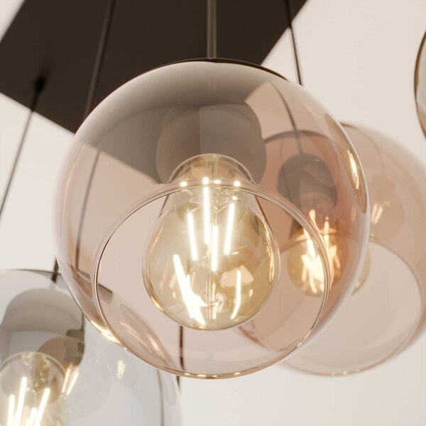 Lampa wisząca szklana Cubus TK Lighting, możliwość ściemniania, przezroczysty / transparentny, salon / jadalnia, szkło, nowoczesny