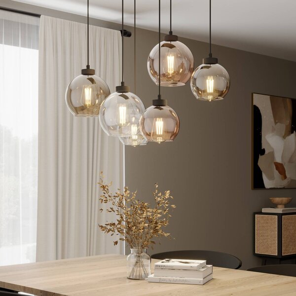 Lampa wisząca szklana Cubus TK Lighting, możliwość ściemniania, przezroczysty / transparentny, salon / jadalnia, szkło, nowoczesny