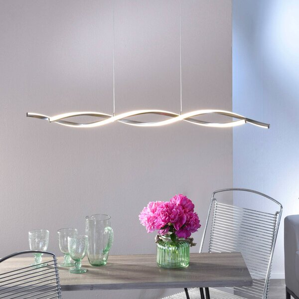 Paul Neuhaus Lampa wisząca Polina, możliwość ściemniania, aluminiowy / szary / cynkowy, salon / jadalnia, metal, nowoczesny