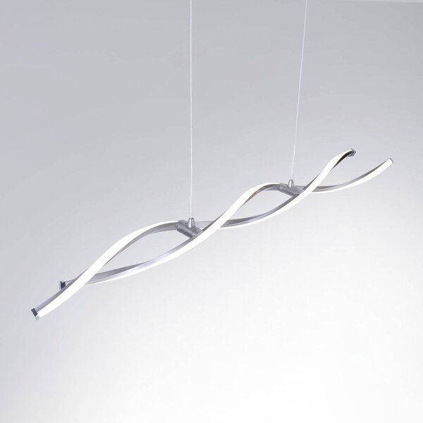 Paul Neuhaus Lampa wisząca Polina, możliwość ściemniania, aluminiowy / szary / cynkowy, salon / jadalnia, metal, nowoczesny