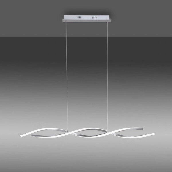 Paul Neuhaus Lampa wisząca Polina, możliwość ściemniania, aluminiowy / szary / cynkowy, salon / jadalnia, metal, nowoczesny