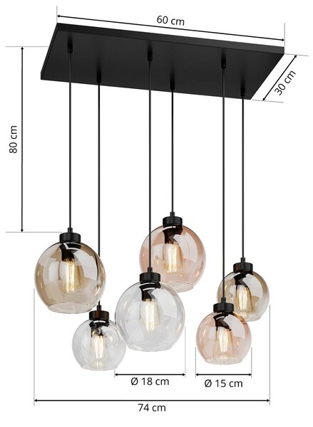 Lampa wisząca szklana Cubus TK Lighting, możliwość ściemniania, przezroczysty / transparentny, salon / jadalnia, szkło, nowoczesny