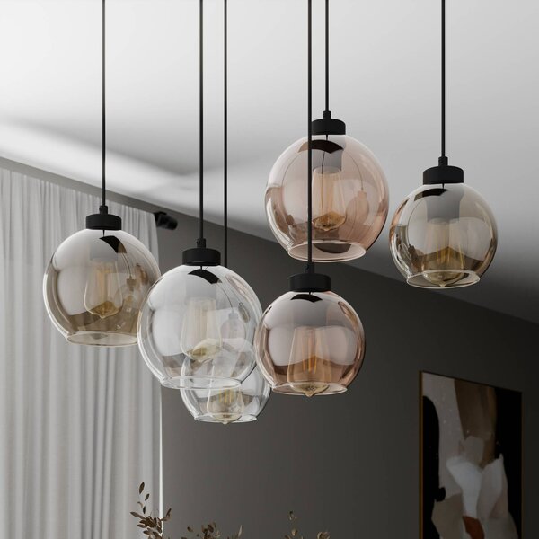 Lampa wisząca szklana Cubus TK Lighting, możliwość ściemniania, przezroczysty / transparentny, salon / jadalnia, szkło, nowoczesny
