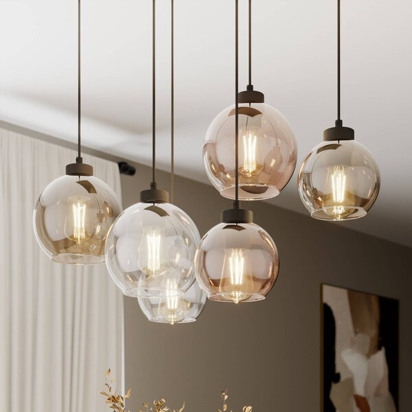 Lampa wisząca szklana Cubus TK Lighting, możliwość ściemniania, przezroczysty / transparentny, salon / jadalnia, szkło, nowoczesny