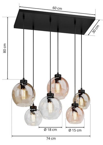Lampa wisząca szklana Cubus TK Lighting, możliwość ściemniania, przezroczysty / transparentny, salon / jadalnia, szkło, nowoczesny