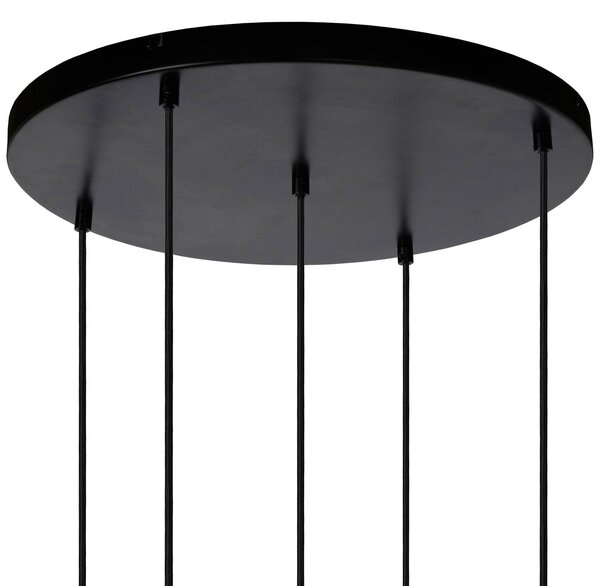 Lucide Lampa wisząca szklana Joanet, możliwość ściemniania, aluminiowy / szary / cynkowy, salon / jadalnia, szkło