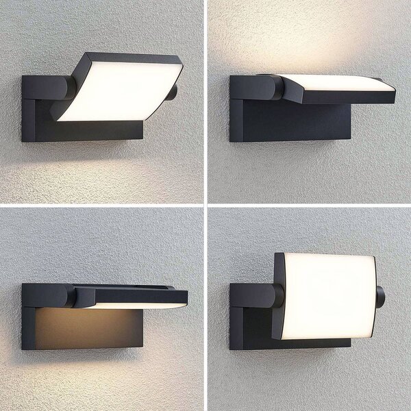 Kinkiet zewnętrzny LED Sherin Lindby, czarny, aluminium, nowoczesny