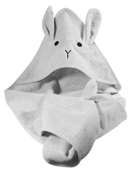 Szary bawełniany ręcznik dziecięcy z kapturem 76x76 cm Rabbit – Kindsgut