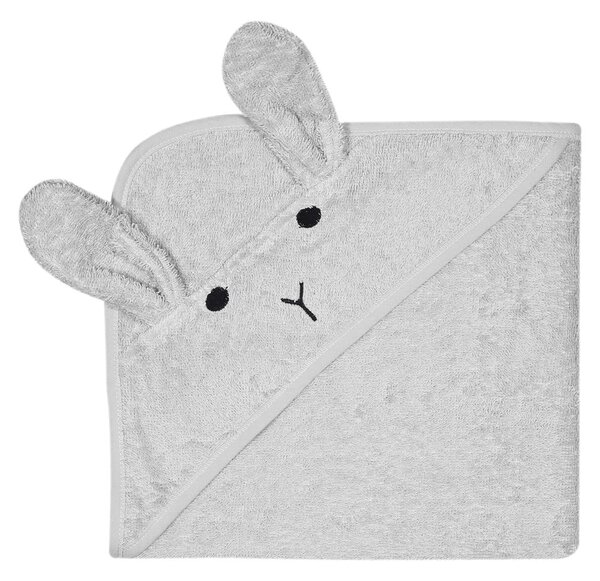 Szary bawełniany ręcznik dziecięcy z kapturem 76x76 cm Rabbit – Kindsgut
