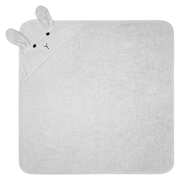 Szary bawełniany ręcznik dziecięcy z kapturem 76x76 cm Rabbit – Kindsgut
