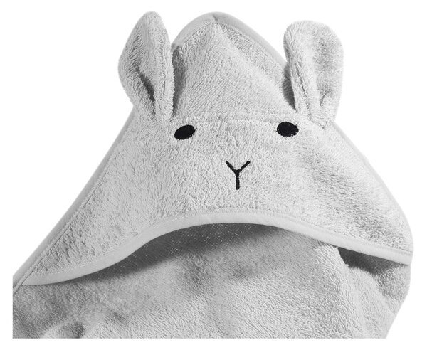Szary bawełniany ręcznik dziecięcy z kapturem 76x76 cm Rabbit – Kindsgut