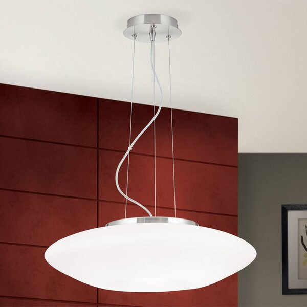 ORION Lampa wisząca szklana Blanc, możliwość ściemniania, biały / opal, salon / jadalnia, szkło, nowoczesny