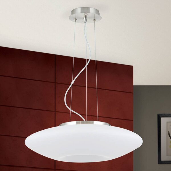 ORION Lampa wisząca szklana Blanc, możliwość ściemniania, biały / opal, salon / jadalnia, szkło, nowoczesny