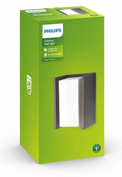 Philips Kinkiet zewnętrzny Bridge, możliwość ściemniania, czarny, aluminium, nowoczesny