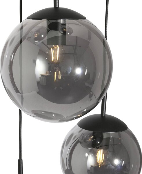 Steinhauer Lampa wisząca szklana Bollique, możliwość ściemniania, czarny, salon / jadalnia, metal, nowoczesny