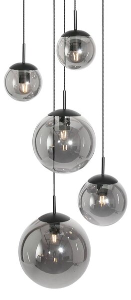 Steinhauer Lampa wisząca szklana Bollique, możliwość ściemniania, czarny, salon / jadalnia, metal, nowoczesny