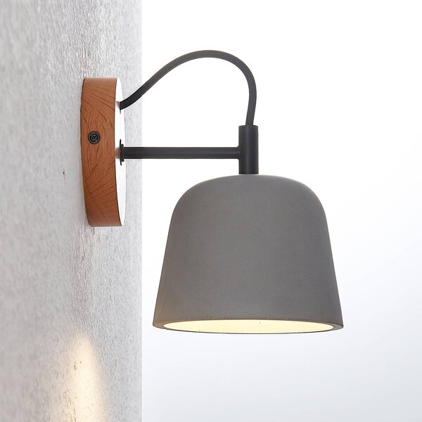 Kinkiet Kalinda Lucande, możliwość ściemniania, aluminiowy / szary / cynkowy, salon / jadalnia, beton, skandynawski