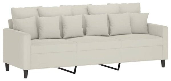 Sofa 3-osobowa, kremowy, 180 cm, tapicerowana aksamitem