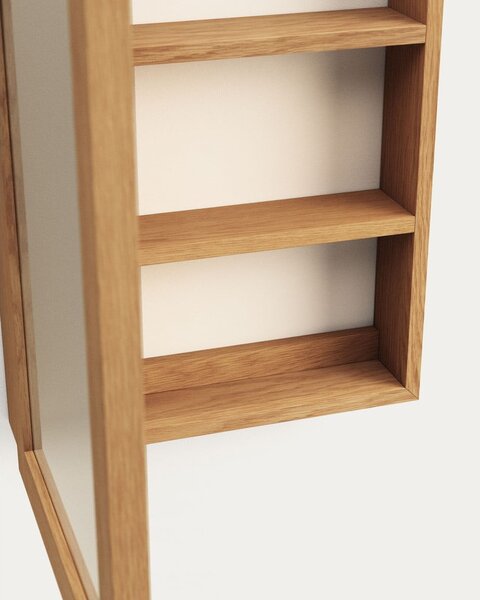 Wisząca szafka łazienkowa z litego drewna tekowego z lustrem 50x70 cm Plubia – Kave Home
