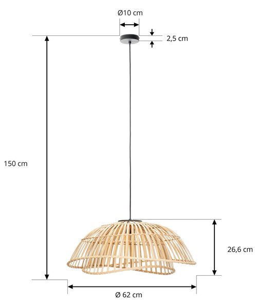 Lampa wisząca Ilajus Lindby, możliwość ściemniania, jasne drewno, salon / jadalnia, bambus, skandynawski