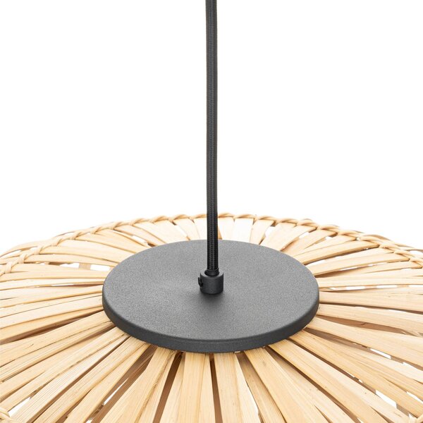 Lampa wisząca Ilajus Lindby, możliwość ściemniania, jasne drewno, salon / jadalnia, bambus, skandynawski