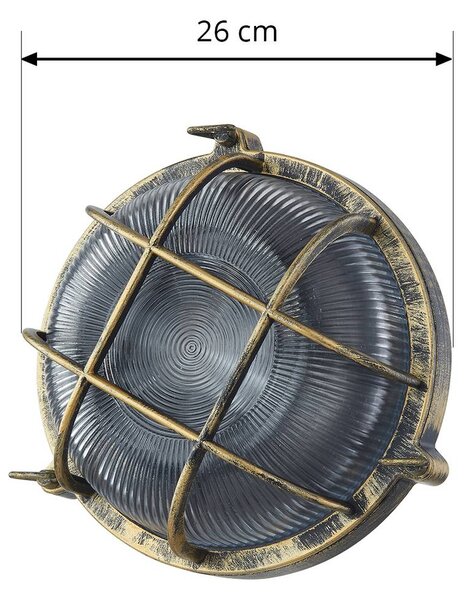 Kinkiet zewnętrzny Lindby Daaje, kolor złoty, Ø 26 cm, aluminium Daaje Lindby, możliwość ściemniania, brązowy / mosiężny, aluminium, industrialny