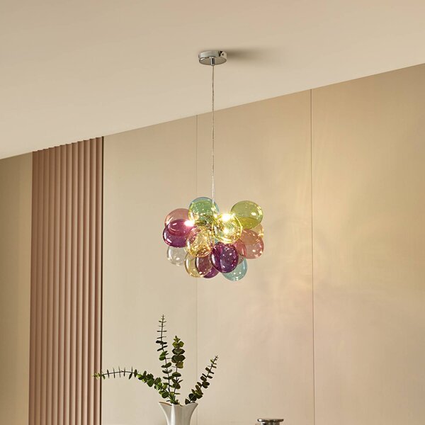 Lampa wisząca szklana Diborah Lucande, możliwość ściemniania, multikolor, salon / jadalnia, szkło, design