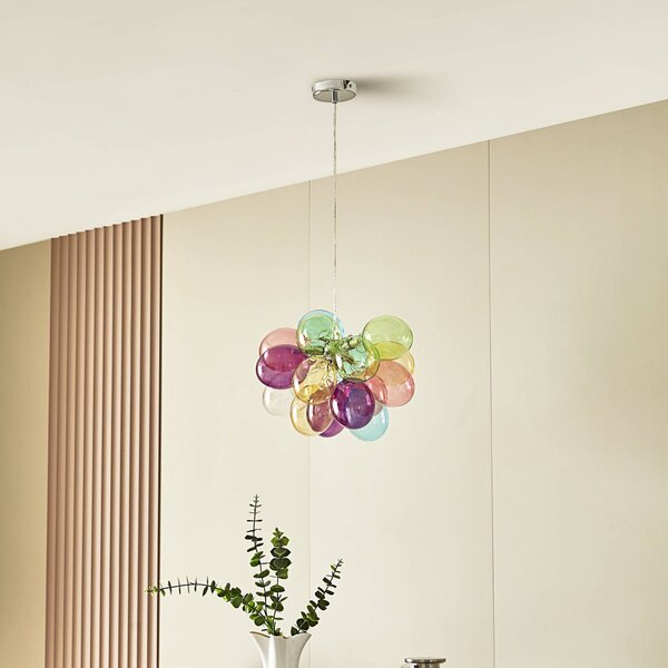 Lampa wisząca szklana Diborah Lucande, możliwość ściemniania, multikolor, salon / jadalnia, szkło, design