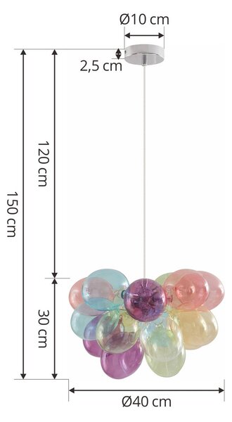 Lampa wisząca szklana Diborah Lucande, możliwość ściemniania, multikolor, salon / jadalnia, szkło, design