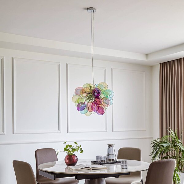 Lampa wisząca szklana Diborah Lucande, możliwość ściemniania, multikolor, salon / jadalnia, szkło, design