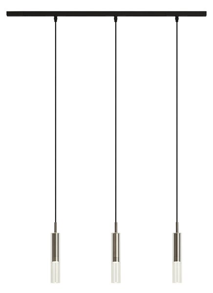 Nowoczesny system szynowy czarny z 3 lampami wiszącymi Gunmetal 1-fazowy - Slimline Loyce