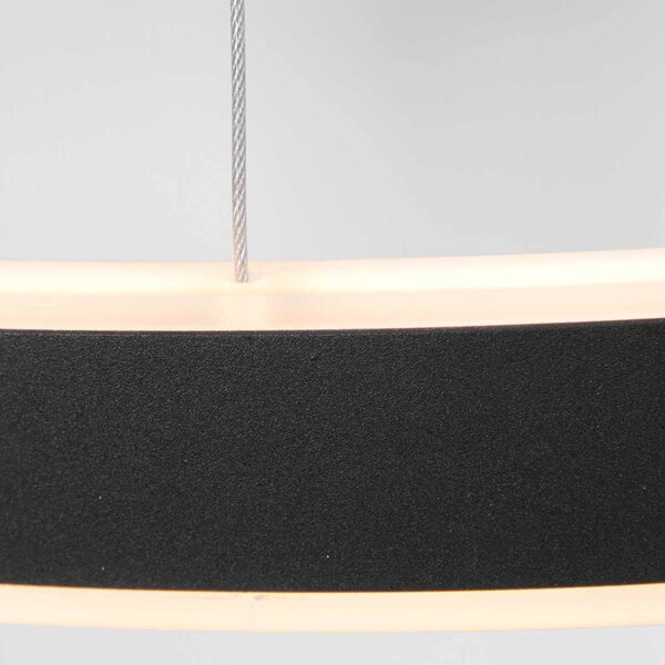 Steinhauer Lampa wisząca Ringlux, możliwość ściemniania, czarny, salon / jadalnia, metal, nowoczesny