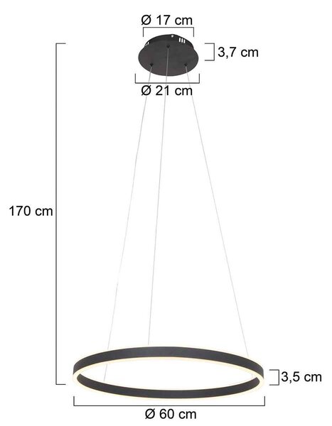 Steinhauer Lampa wisząca Ringlux, możliwość ściemniania, czarny, salon / jadalnia, metal, nowoczesny