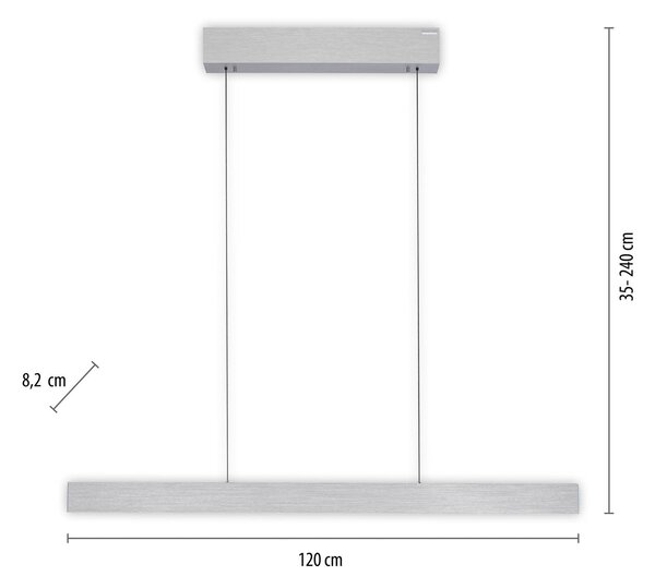 PURE Lampa wisząca E-Motion, możliwość ściemniania, aluminiowy / szary / cynkowy, salon / jadalnia, aluminium, nowoczesny